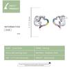 BAMOER Rainbow Color Heart Stud Earrings 925 Sterling Silver Sloth Animal Ear Pink Fine Jewelry