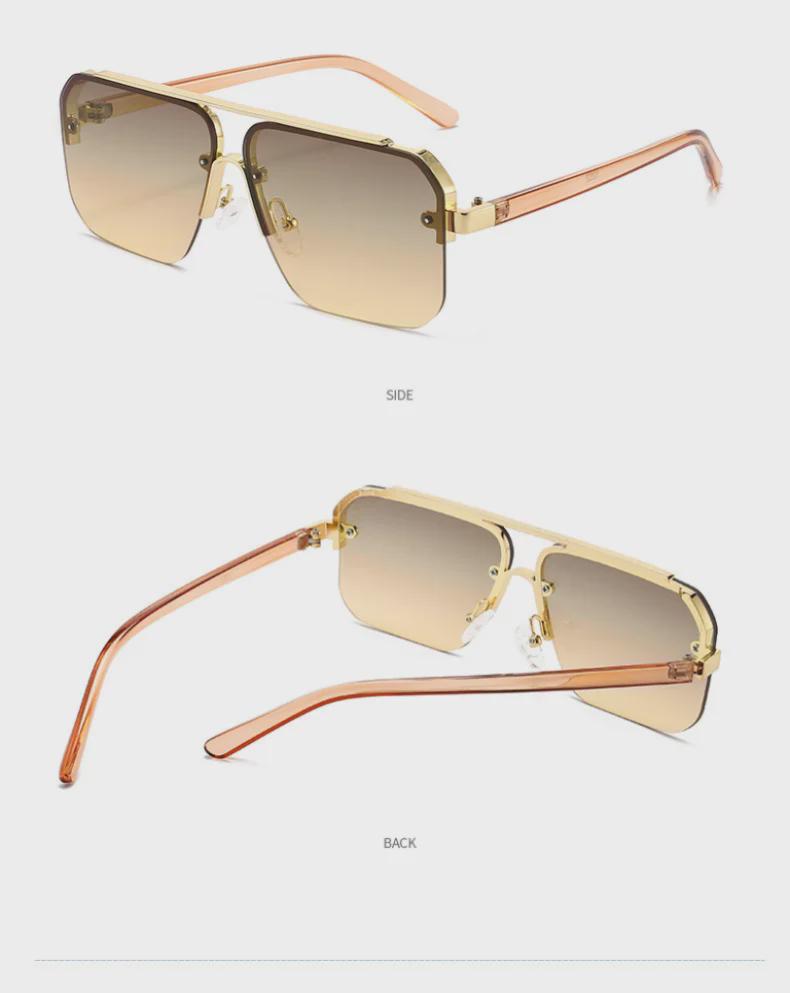 2024 Модные европейские и американские квадратные солнцезащитные очки в полуоправе для мужчин и женщин