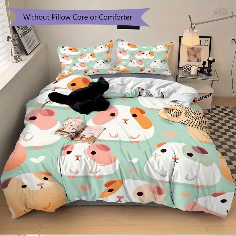 3pcs Guinea Pig Bedding Set, Suitable for Bedroom Decoration, (Includes 1 Duvet Cover And 2 Pillowcases, Quilt Not Included) yy250822148