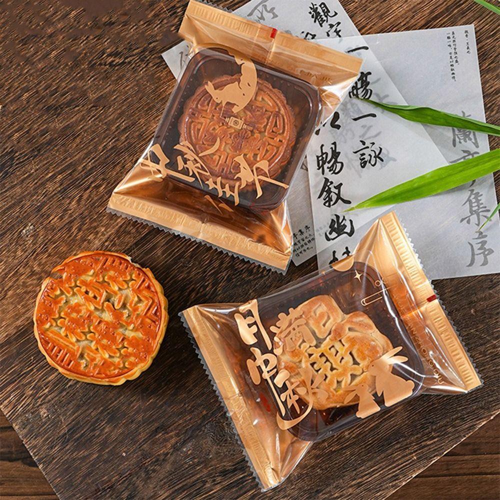 100pcs Plastic Mooncake Packaging Bag Chinese Style Machine Sealing Bag  Party Gift