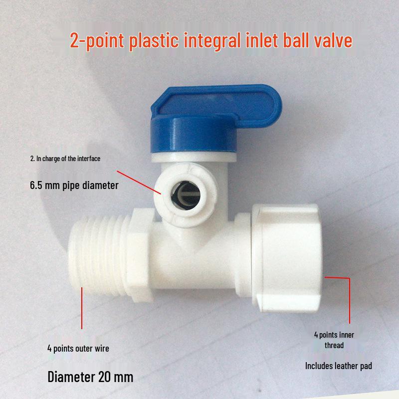 Household Water Purifier Inlet Tee Valve Connector, 4-to-2/3-point Ball Valve Switch
