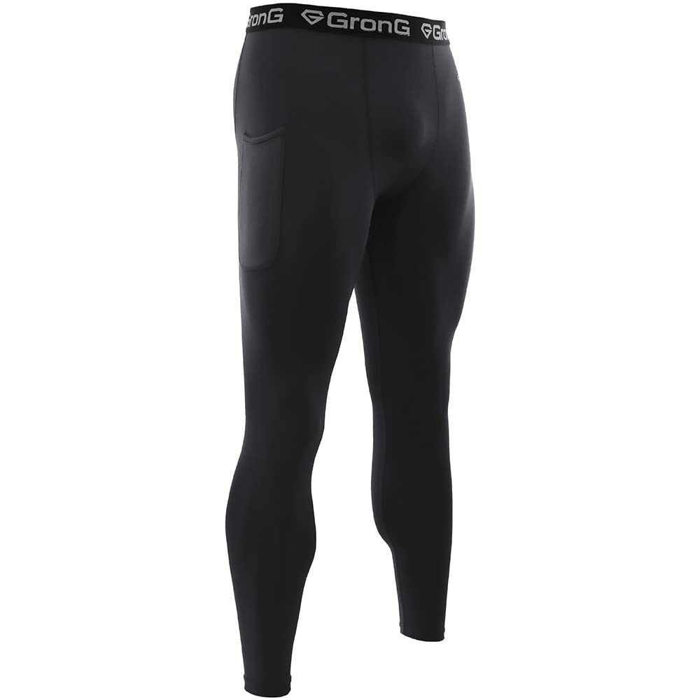 GronG Compression Tights with Long Antibacterial and UV Size Small Men's Pockets, Length, Moisture-Wicking, Quick-Drying, Odor-Resistant, Protection,