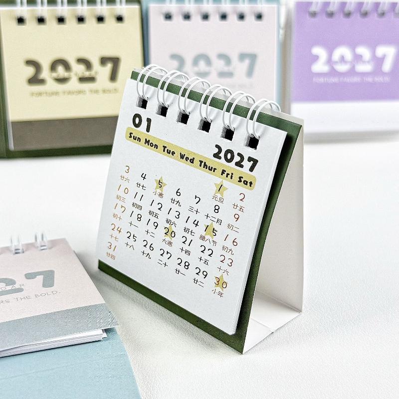 2027 Desk Calendar Minimalist Portable Desktop Ornament for Home Office Travel Business Trip Schedule Planning Decoration