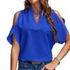 Женская повседневная рубашка с v-образным вырезом и открытыми плечами, пуловер с короткими рукавами, однотонная блузка свободного покроя