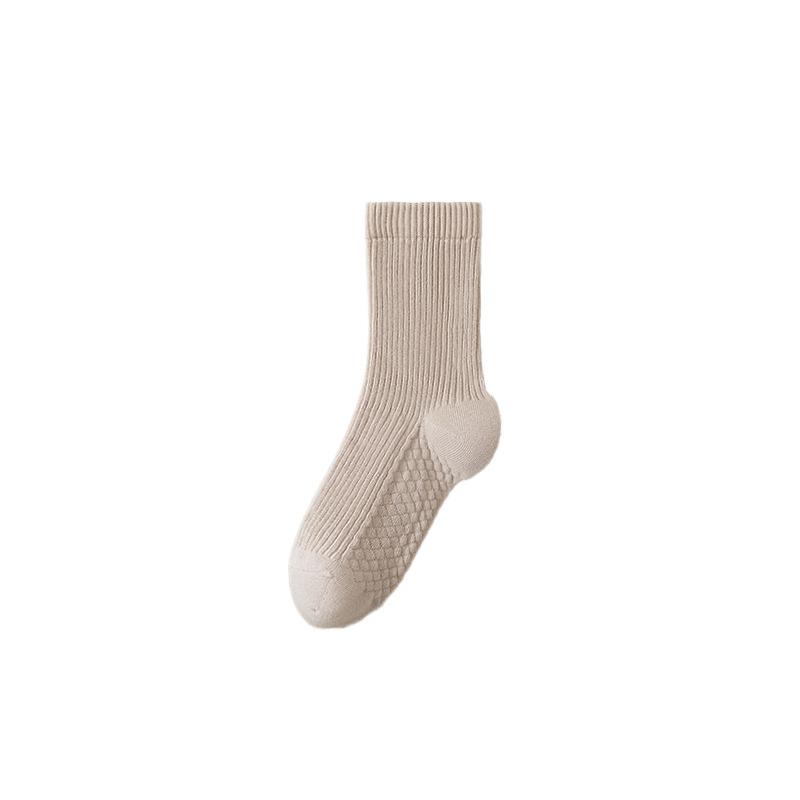 Female Spring and Autumn All Match Solid Color Massage Bottom Comfortable Boneless Antibacterial Sports Tube Socks
