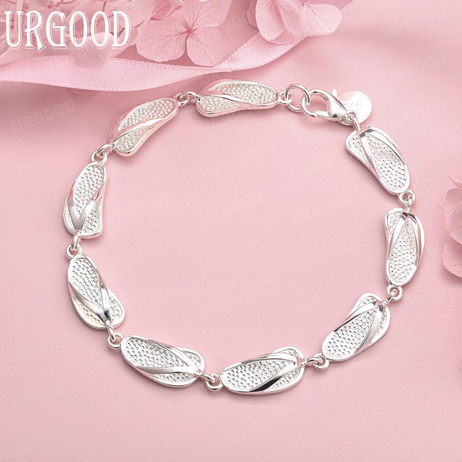 925 Sterling Silver Slippers Chain Bracelets Fashionable Wedding Jewelry