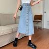 Женская синяя джинсовая юбка с нерегулярной талией, новая летняя женская юбка трапециевидной формы с высокой талией в уличном стиле