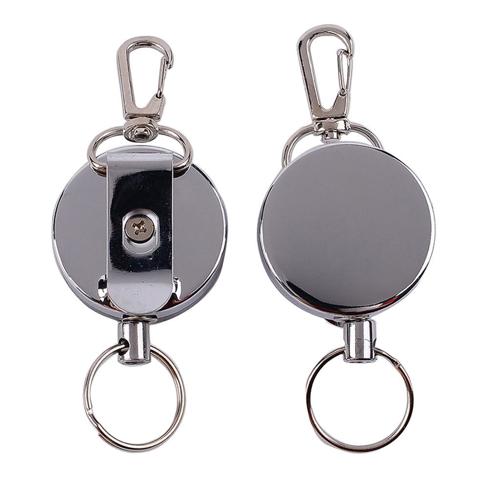 High Resilience Elastic Keychain Badge Reel Metal Safety Burglar Trinket ID Card Holder Key Buckle