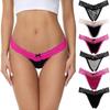 6 Pack Women's Sexy Lace Underwear Women's Cotton Soft Underwear Elastic Lace Hem Thong