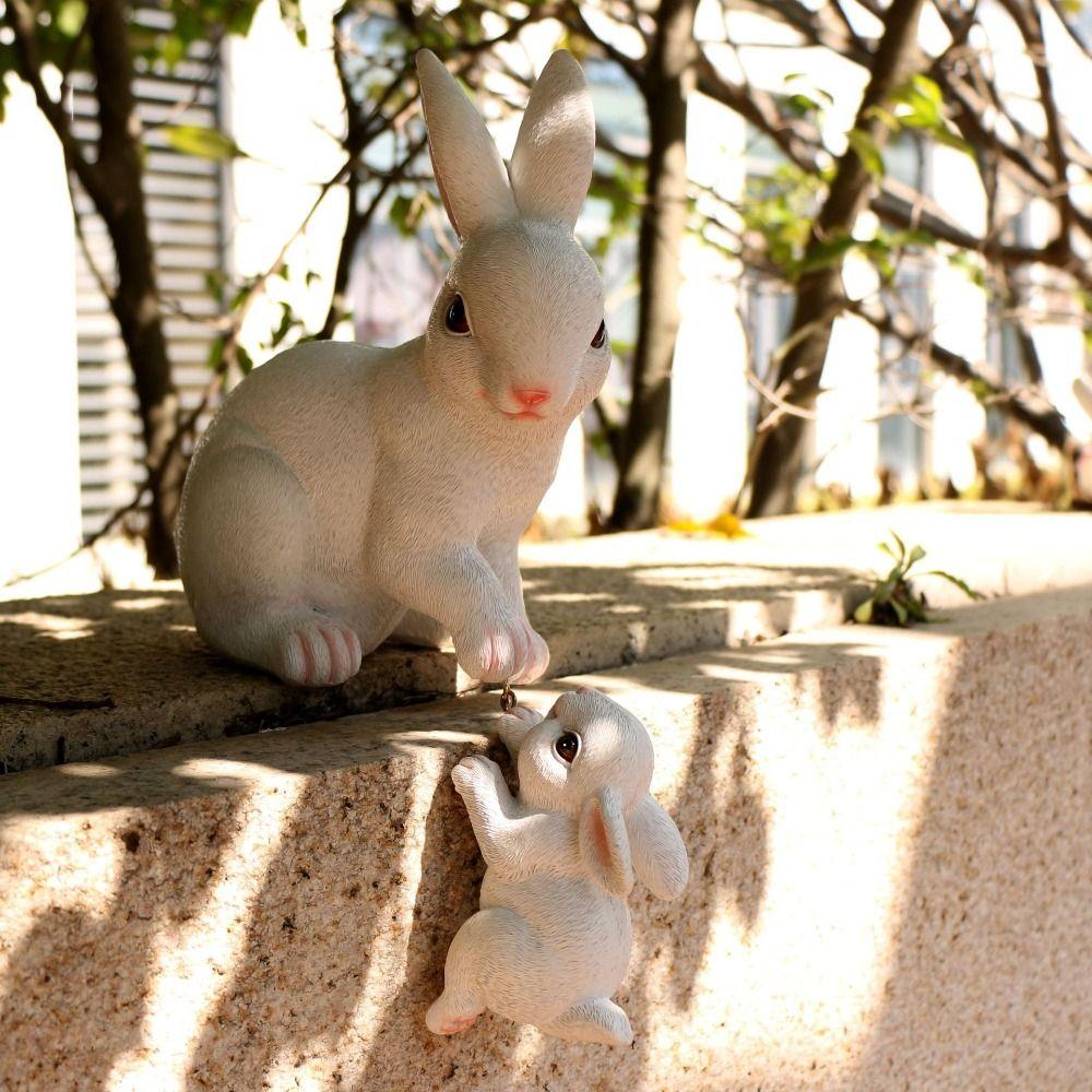 Lovely Garden Statues Resin Animal Figurine Micro Landscape Rabbit Figurine Ornaments Garden