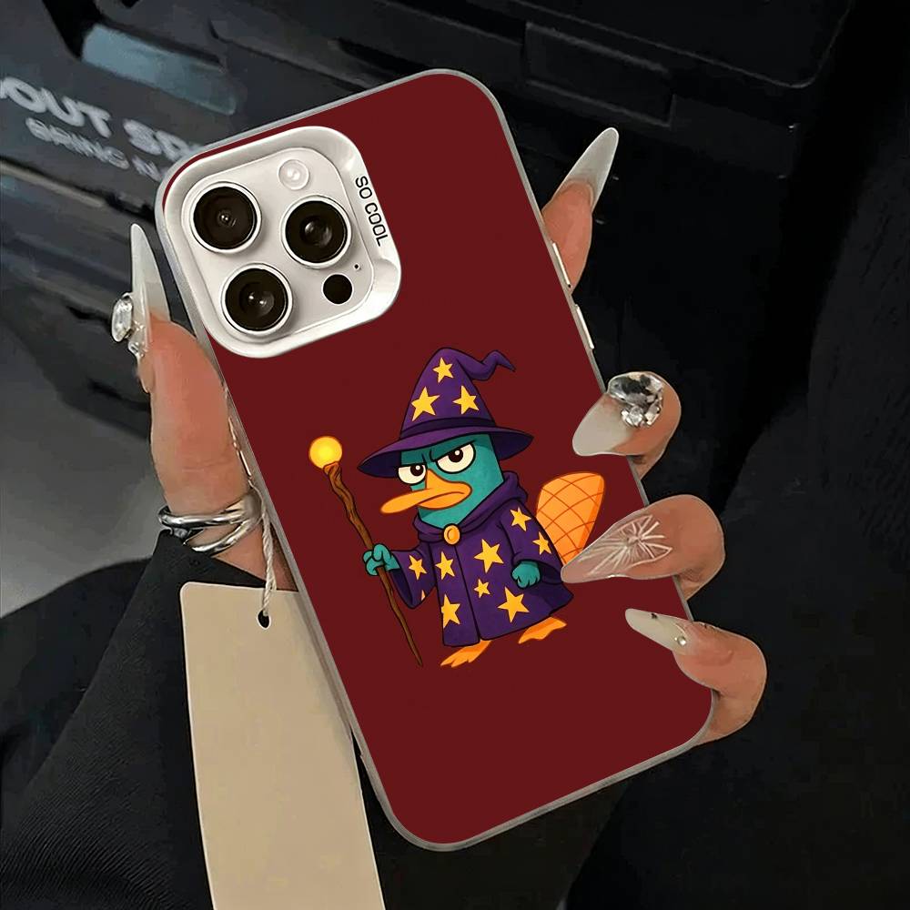Чехол для телефона P-Perry The P-Platypus для iPhone 17,16,15,14,13,12,11 Plus,Pro Max,XS,белый серебристый чехол для телефона