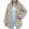 Women's Fashionable Warm Long Sleeve  Solid Color Furry Collar Coat