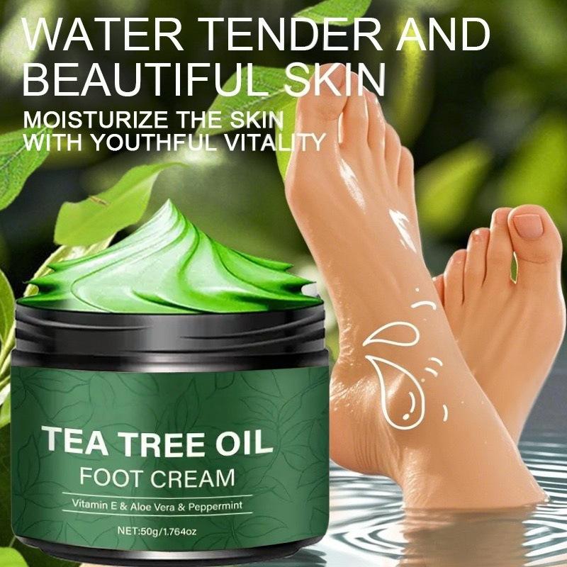 Tea Tree Oil Foot Cream for Dry Cracked Feet, Moisturizing & Non-Greasy Daily Foot Care