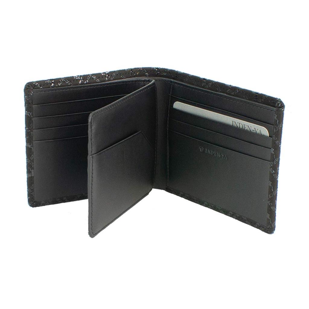 Отделение для купюр Inden без монет, черный фон x рисунок черного оленя [Indenya] складной кошелек, F, кошелек, замша оленя, лак, 2009-01-165