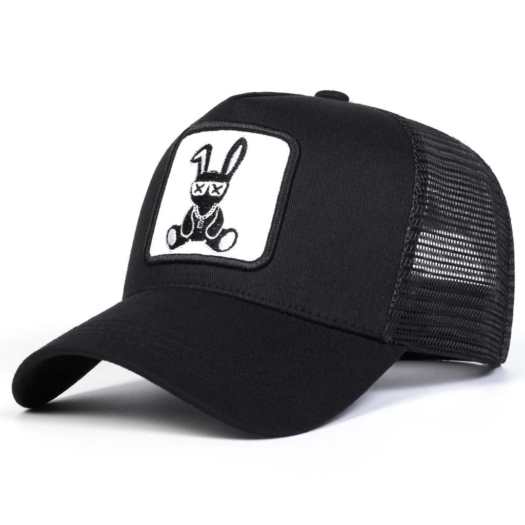 Unisex Cartoon Rabbit Embroidery Baseball Net Caps Outdoor Adjustable Spring and Summer Casual Sunscreen Hat