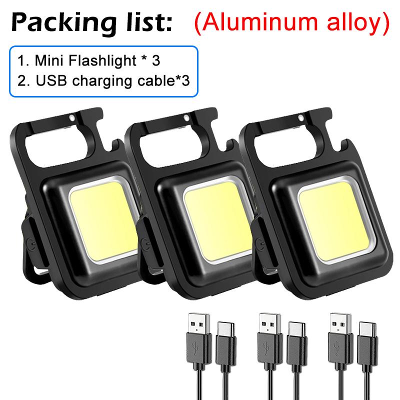 Mini Keychain Light Multifunctional Camping Clip Flashlight USB Rechargeable Outdoor LED Portable Bright Work COB Pocket Lantern