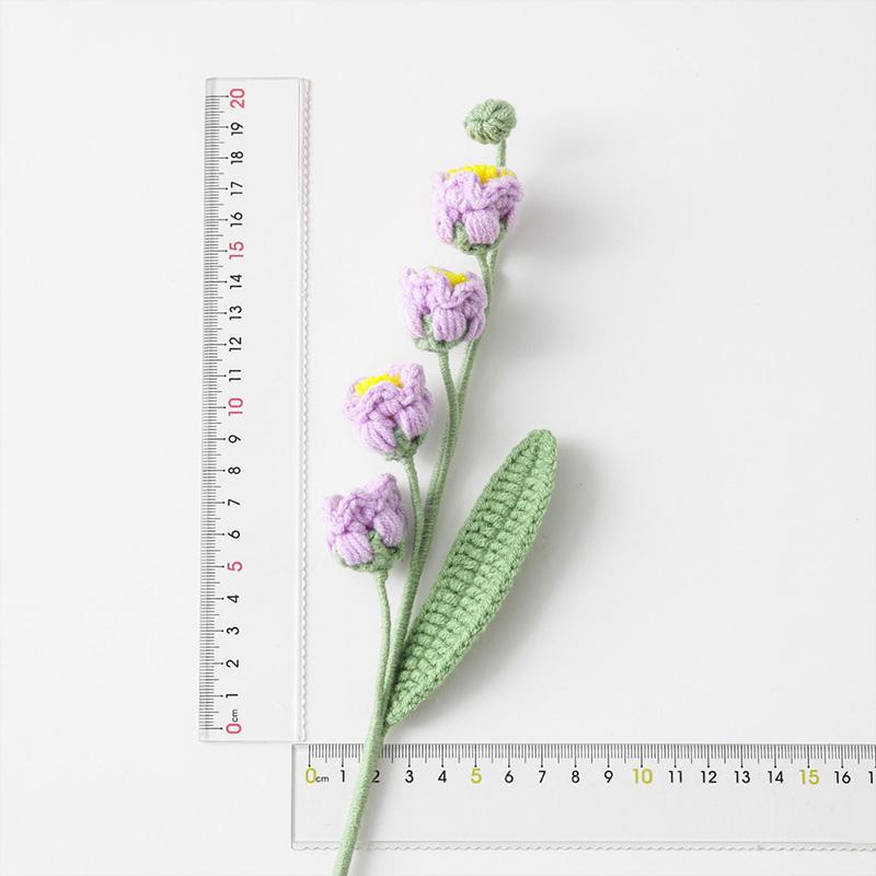 1шт. Вязаная вручную искусственная цветочная ветка, вязаное цветочное украшение, искусственные цветы, букет цветов