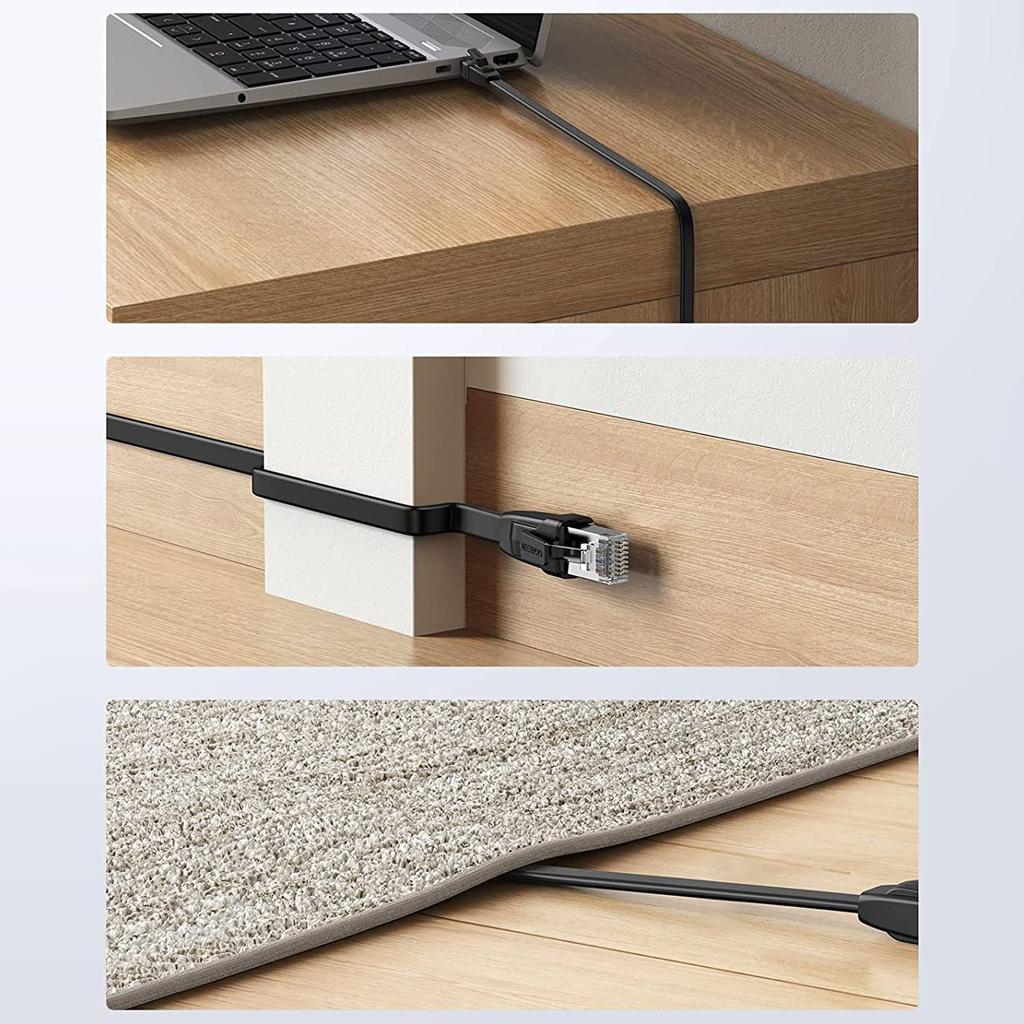 Ugreen NW102 - 2m Ultra-Flexible Flat Cat 6 Ethernet Cable In Black