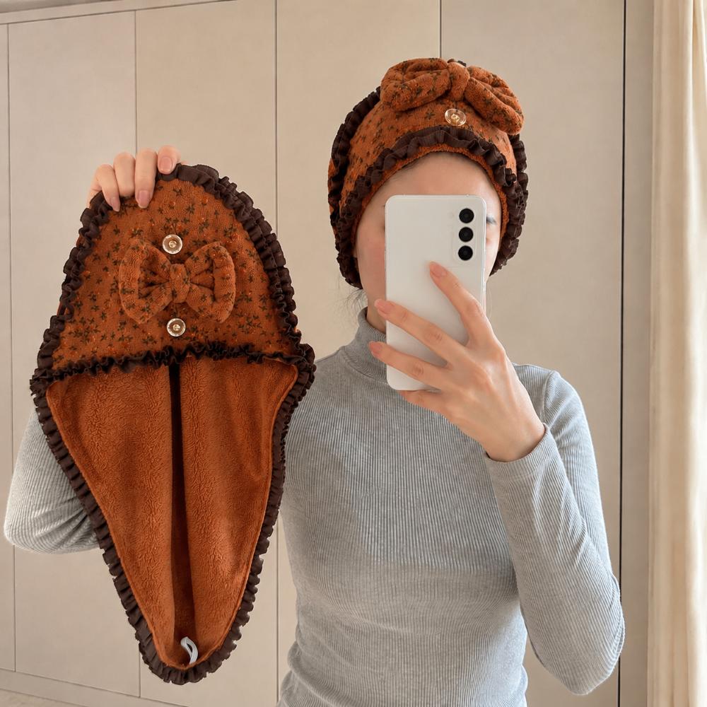 Coral Fleece Hair Towel Wrap Absorbent Shower Cap New Bow Dry Hair Cap For Bathroom,washing Hair