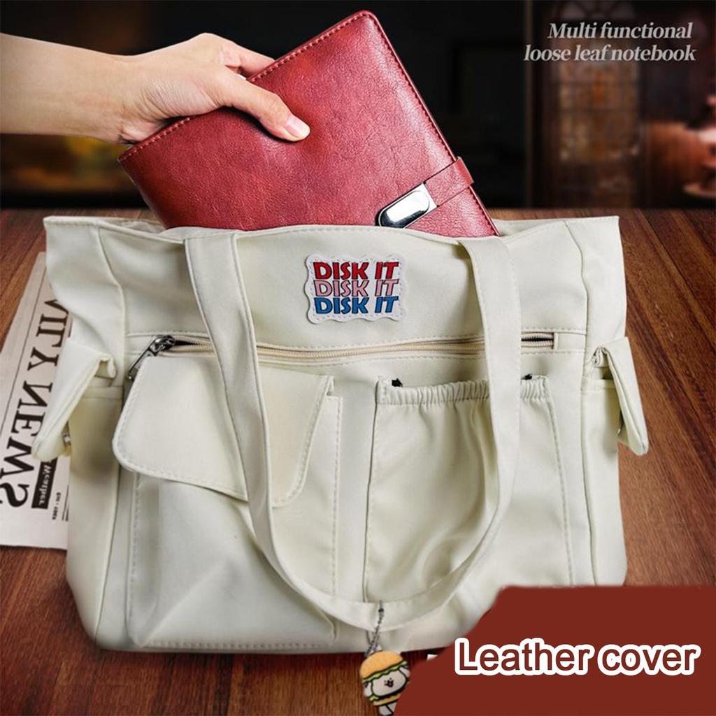 A5 Leather Buckle Student Subject Notebook, Business Loose-leaf Notepad, Diary, Work Meeting Record Book, Lined/blank/grid Inner Pages