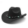 Classic Cowboy Hat Retro Jazz Hat Emerald Woolen Top Hat Felt Hat Retro Imitation Sheep Hat Cowboy Hat