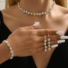 Silver Diamond Necklace Earrings Bracelet Three-piece Set