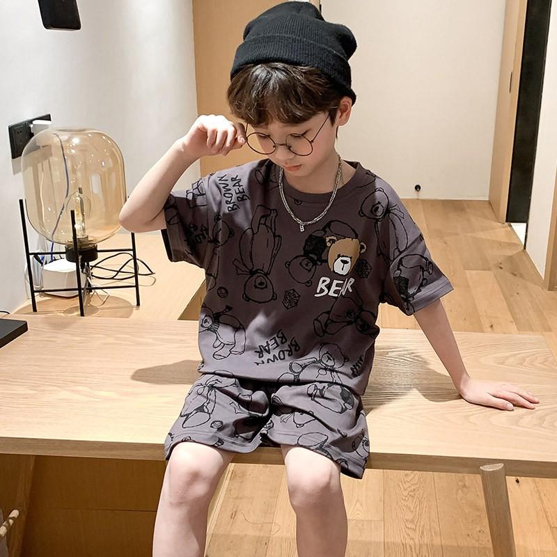 Boys Cotton Pajama Set Short Sleeve Lightweight Sleepwear Kids Teens Ages 8 Home Wear