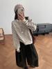 Striped Label Plush Hoodie - Korean Style Casual Women's Pullover