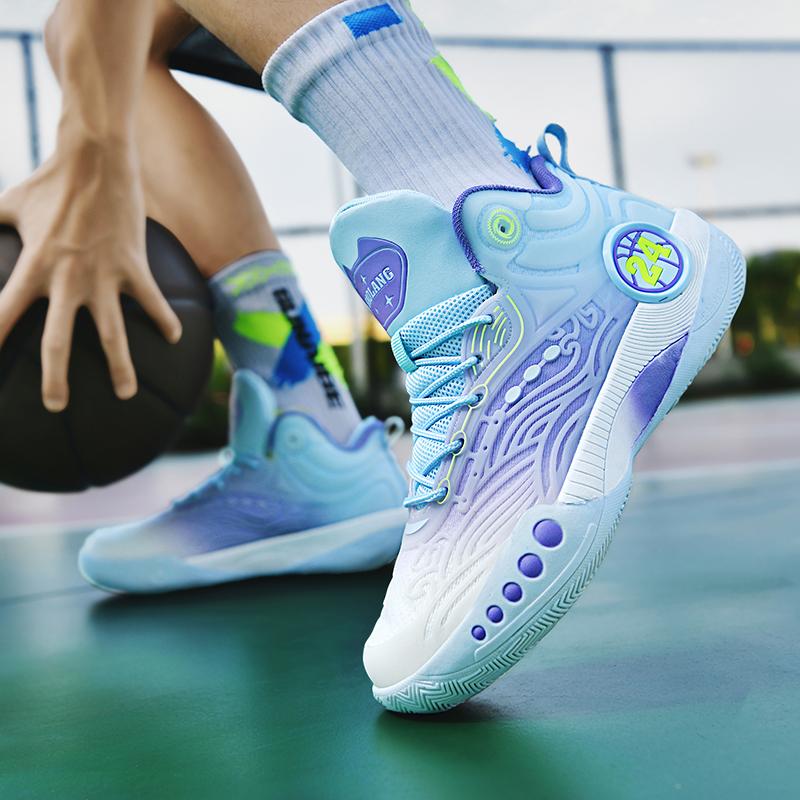 Autumn new practical training to help basketball shoes male sports section of young students anti-slip wear-resistant glow-in-th