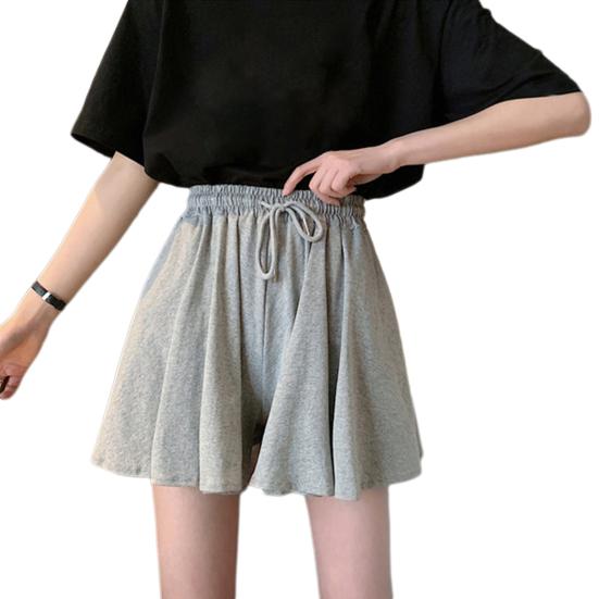 Женские повседневные шорты, эластичные регулируемые шорты с завязками, короткие брюки, сплошной цвет, дизайн с карманами, широкие плиссированные рабочие шорты