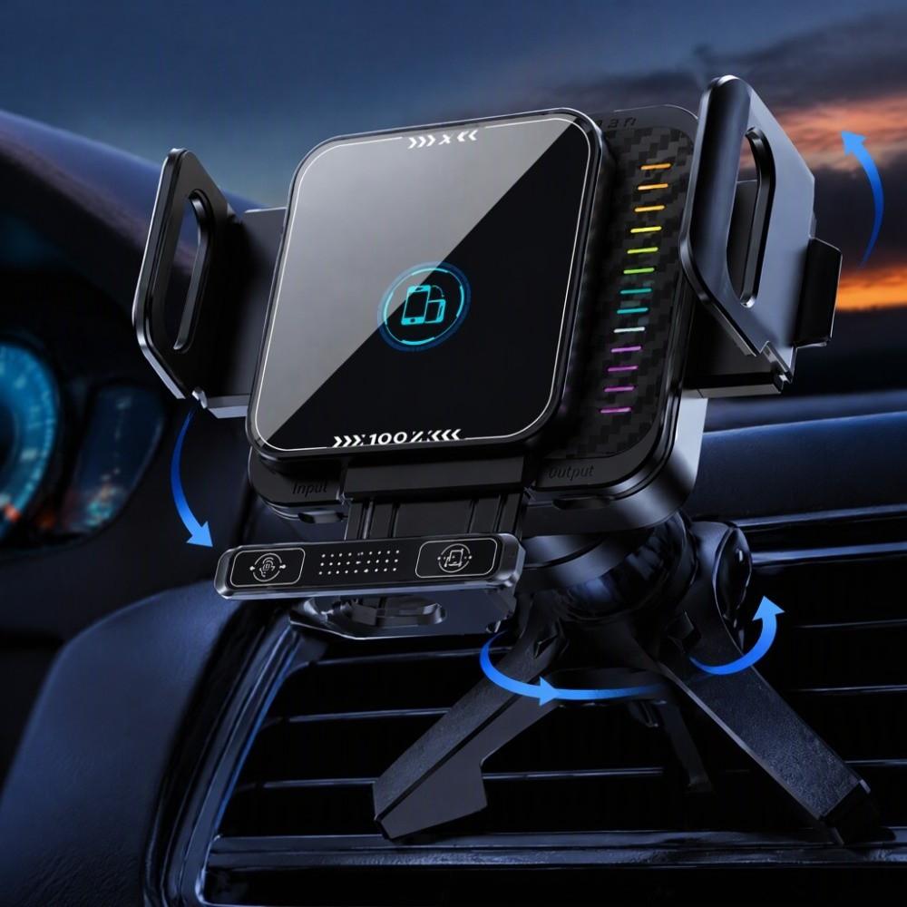 90 Degree Rotation Wireless Car Charger Auto Landscape Car Mount Stand Vehicle Navigation