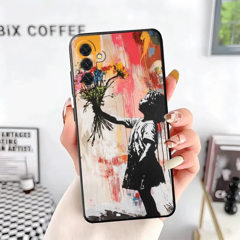 B-Banksy Art Graffiti Artist Soft Phone Case for Samsung A17 A37 A57 A16 A26 A36 A56 A15 A25 A35 A55 A14 A24 A34 A54 A13 A23 A33