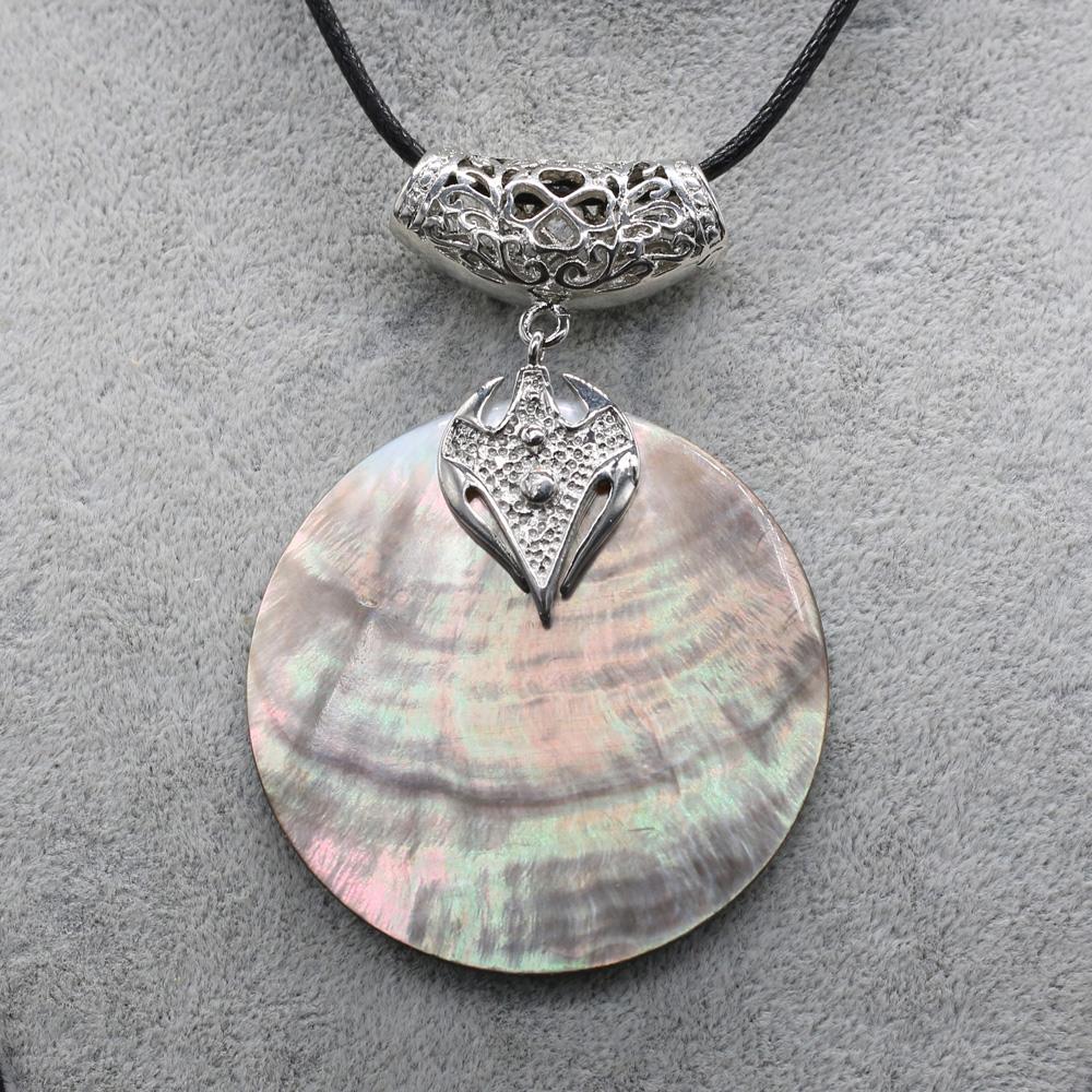 Ожерелье с круглой ракушкой из натуральных ракушек, кулон из перламутра с кожаной веревочной цепочкой, ожерелья для женщин и мужчин, качественные ювелирные изделия, колье, подарки