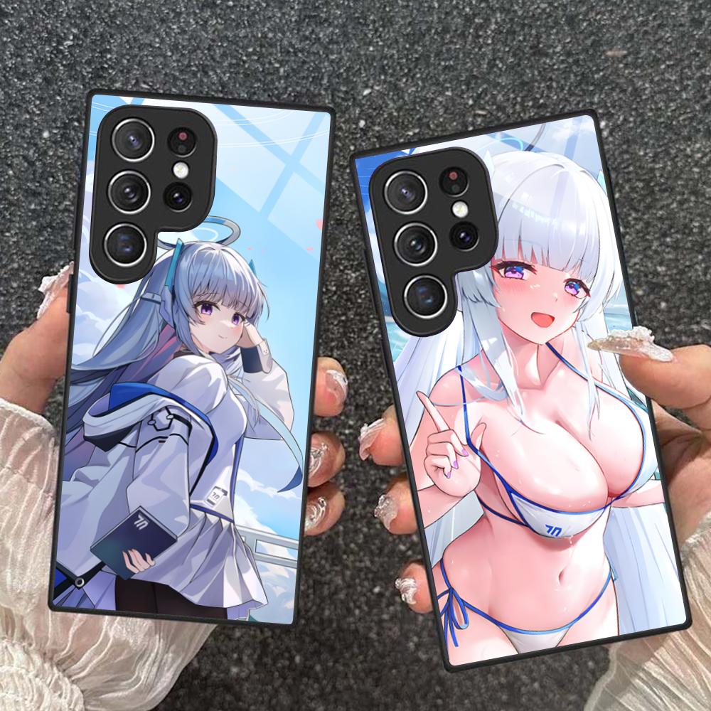Чехол для телефона Blue Archive Ушио Ноа для Samsung Galaxy S26 S25 S24 S23 S22 S21 S20 Note20 Plus FE Ultra Стеклянный Цветной Чехол Чехол