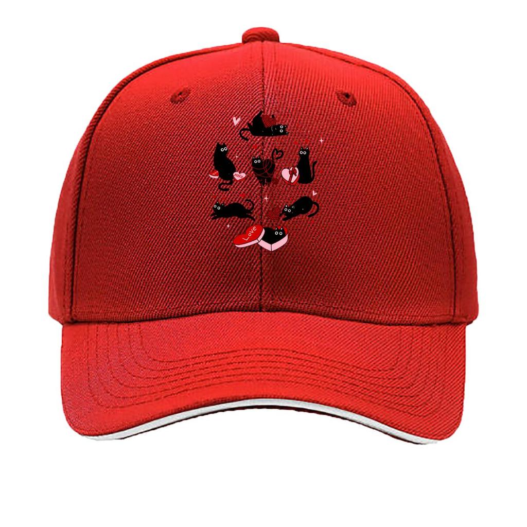 Valentine Black Cats Heart Box Love XOXO Yarn Sandwich Baseball Cap Unisex Women Sun Cap Outdoor Workouts Hat