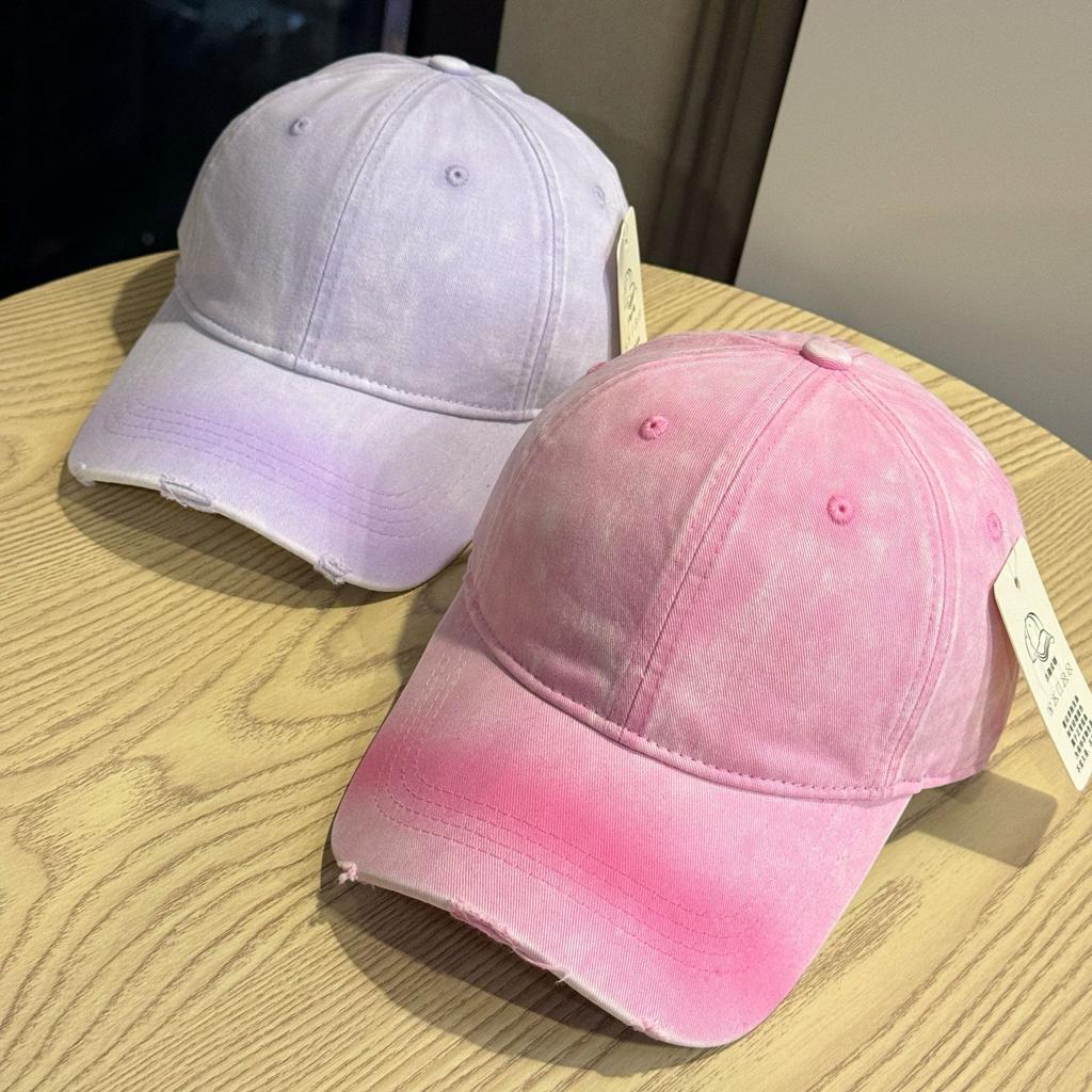 Autumn Personalized Frayed Soft Top Baseball Hat for Men and Women New Versatile Large Head Circumference Showing Face Small Gradient Peaked Hat Trend