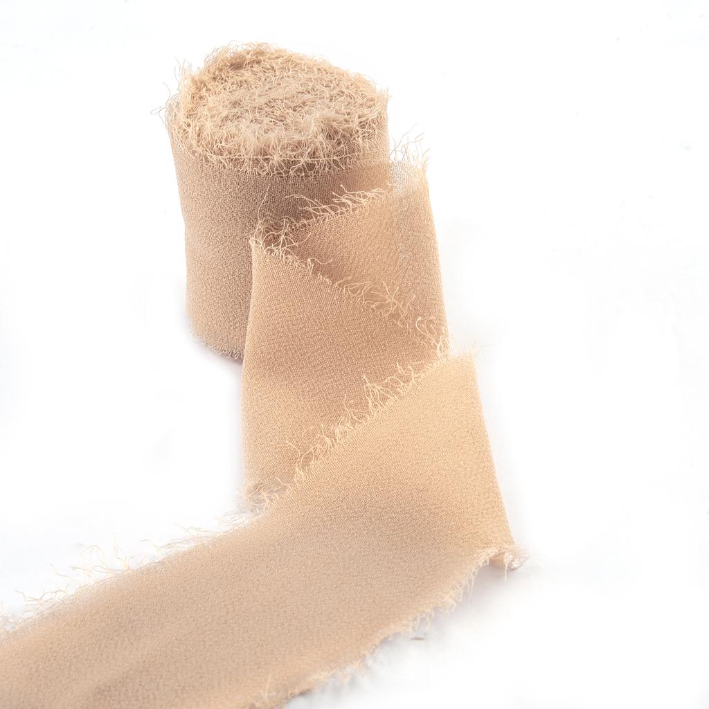 5M*4cm Handmade Frayed Edged Satin Chiffon Silk Ribbon For Wedding Invitation Wrapping Bouquets Birthday Party Decorations Gifts
