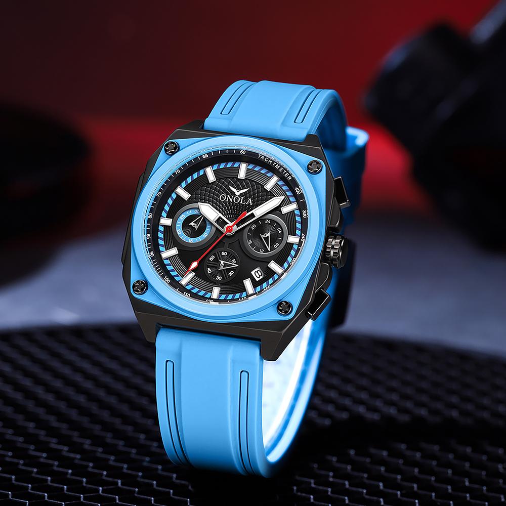 2024 New Watch Square Dial Men Fashion Business Waterproof Sports Watches Chronograph Luminous Leisure Quartz Wristwatch