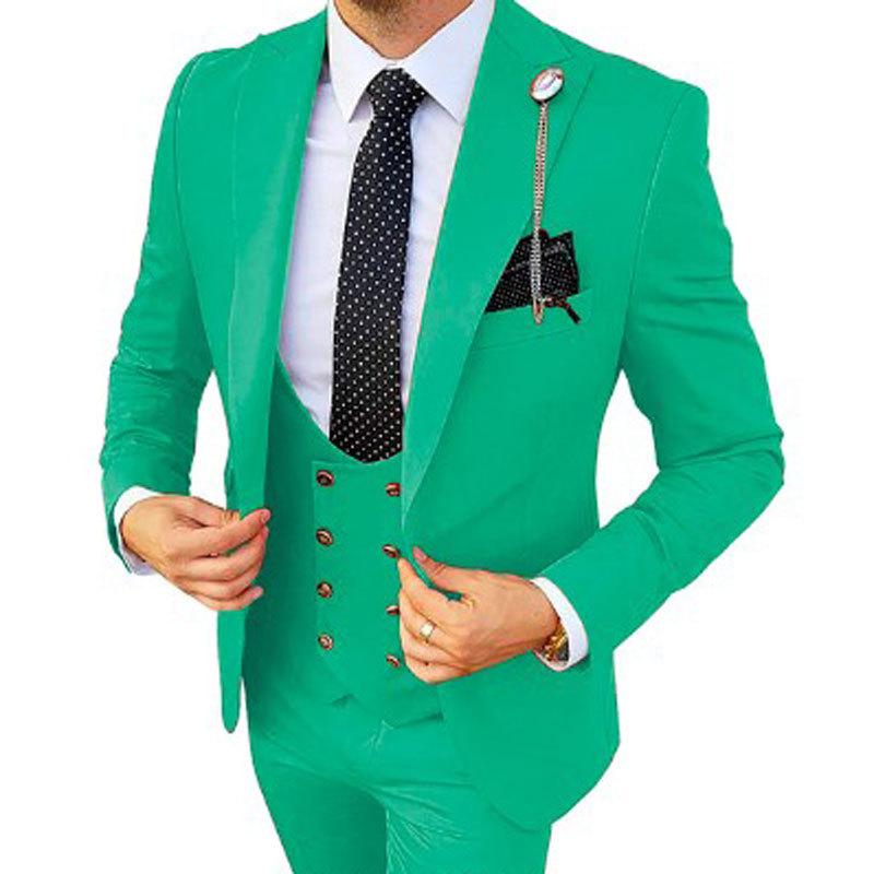 3 шт. мужские приталенные костюмы, разноцветный пиджак, жилет и брюки, костюмы для выпускного вечера для мужчин