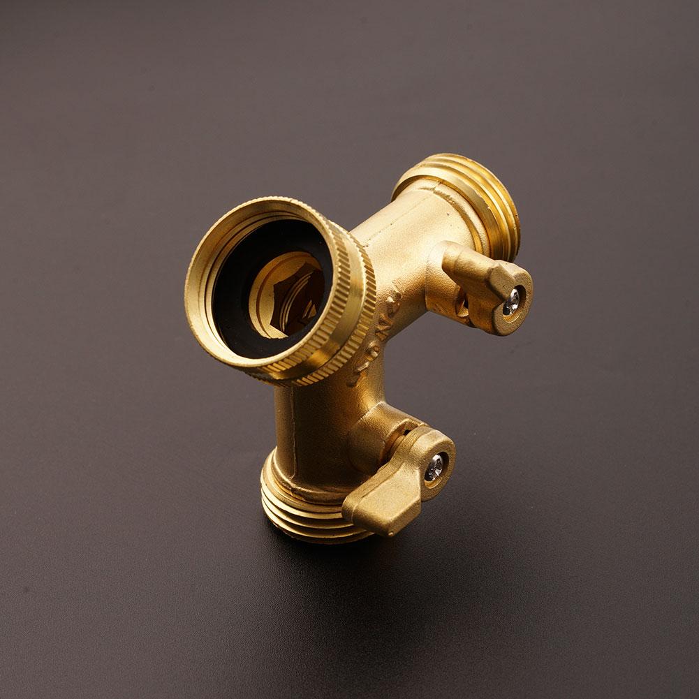 Garden Hose Y Valve Connectors Brass Hose Splitter With Solid Brass Handle Brass Y Valve Water Garden Hose Adapter 2 Way