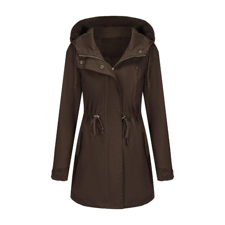 Plus Size Cotton Hooded Trench Coat Women Loose Solid Color Outerwear Spring Autumn New