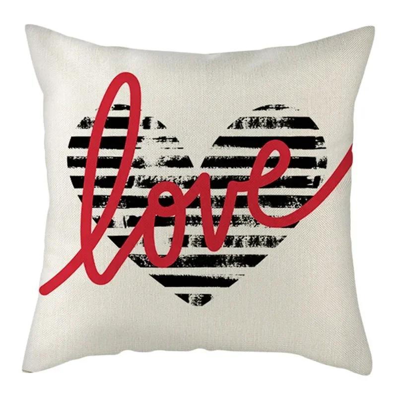 Black, White, Red, Romantic Words Double-Sided Printed Pillow Cover Short Plush Suitable Living Rooms Sofas Throw Cushion Cover
