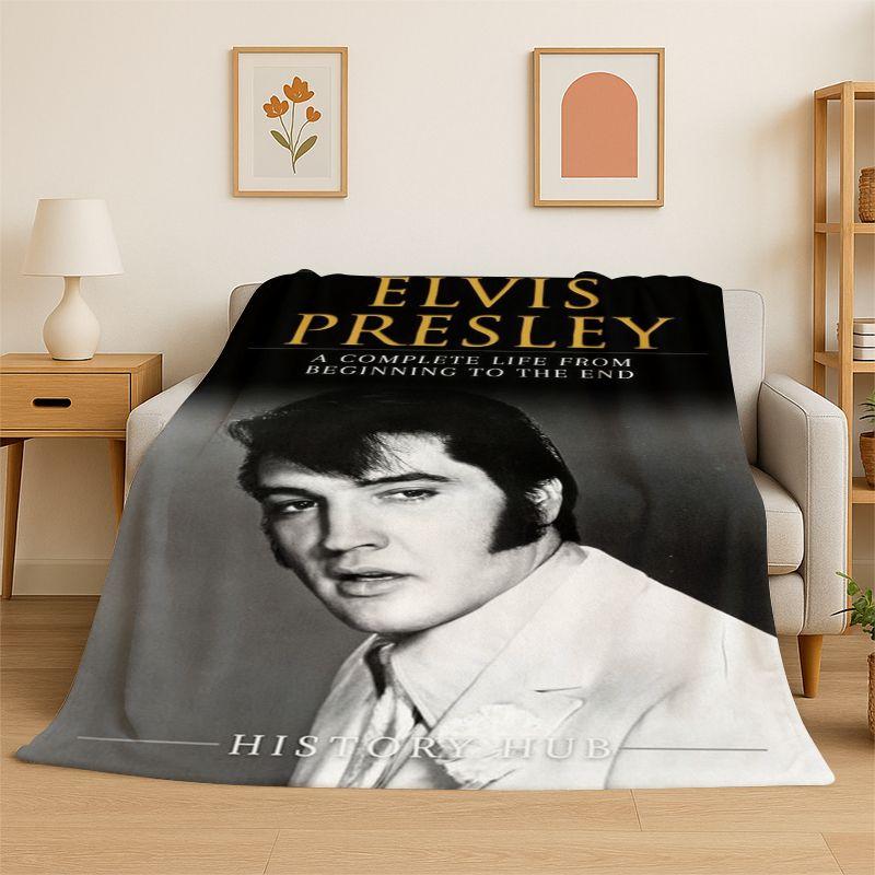 Retro The King E-Elvis Presley Soft Flannel Throw Blanket,Cozy Blanket for Bed,Couch,Sofa,Bedroom,Living Room,Travel,Picnic