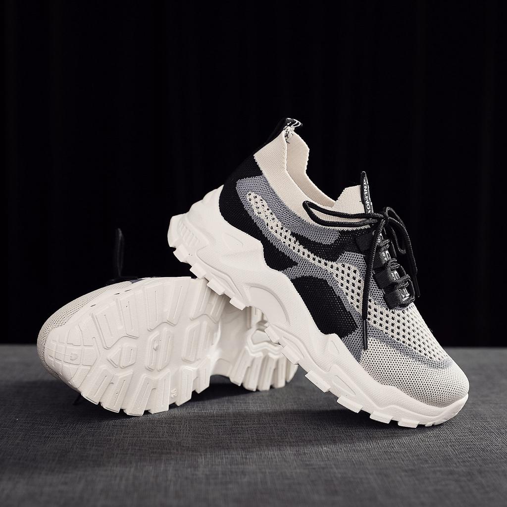 2025 Summer Women's Shoes Fly-woven Breathable Mesh Shoes Trend Dad Shoes Women's Platform Heightening Sports and Leisure Shoes