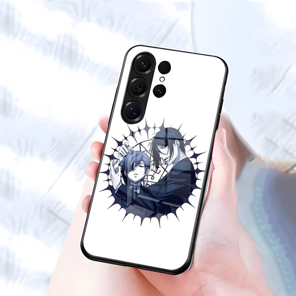 Чехол для телефона Черный дворецкий Для Samsung S26 S25 S24 FE S23 S22 S21 Plus S20 Ultra Note20Ultra Черный стеклянный чехол