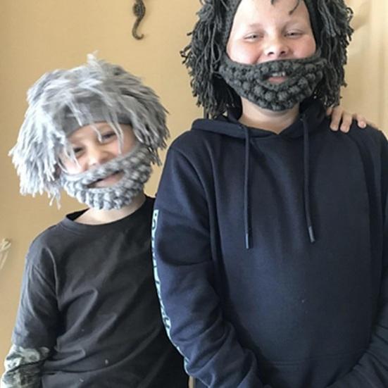 Шерстяная шапка со съемной бородой Теплая Удобная Шапка в стиле панк Аксессуар для Хэллоуина Рождественских вечеринок Косплея