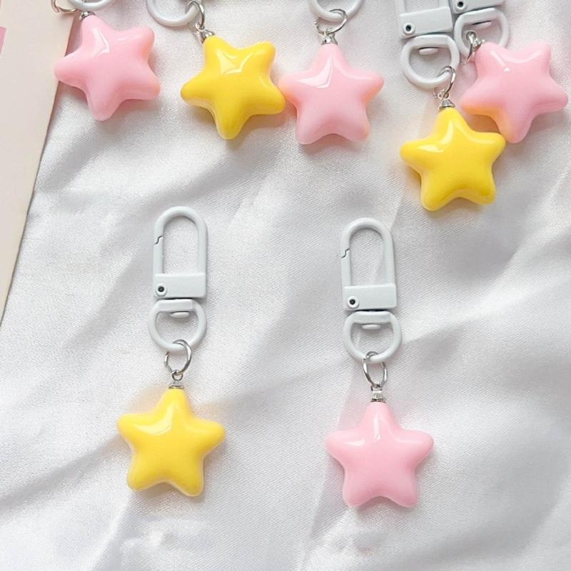 Acrylic Cute Colorful Five-Pointed Star Phone Trinket Female Phone Shell Pendant Accessories Package Decoration Keychain