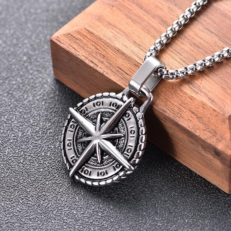 Compass Retro Necklace Retro Punk Pendant Men