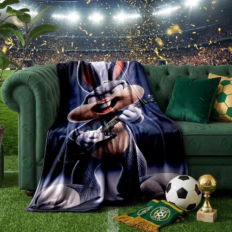 Elegant Bunny Portrait Throws Blanket Flannel Blankets Plush for Couch Bed Gifts for Men Women Travel picnic blanket Christmas fan gifts