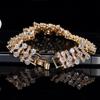 WWJ Gorgeous Golden Color Black Cubic Zirconia Wide Tennis Bracelets
